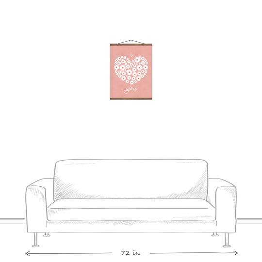 Daisy Heart Love Teak Hanging Canvas